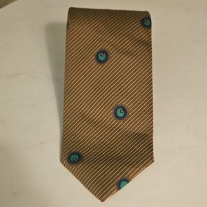 Vintage 80s Giorgio Armani Brown Tie with Blue and Teal Circles